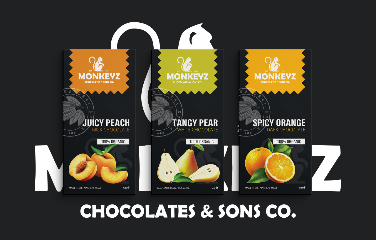 Monkeyz Chocolates ECommerce Packaging Design Agency Ipswich Uncuva Design Ltd