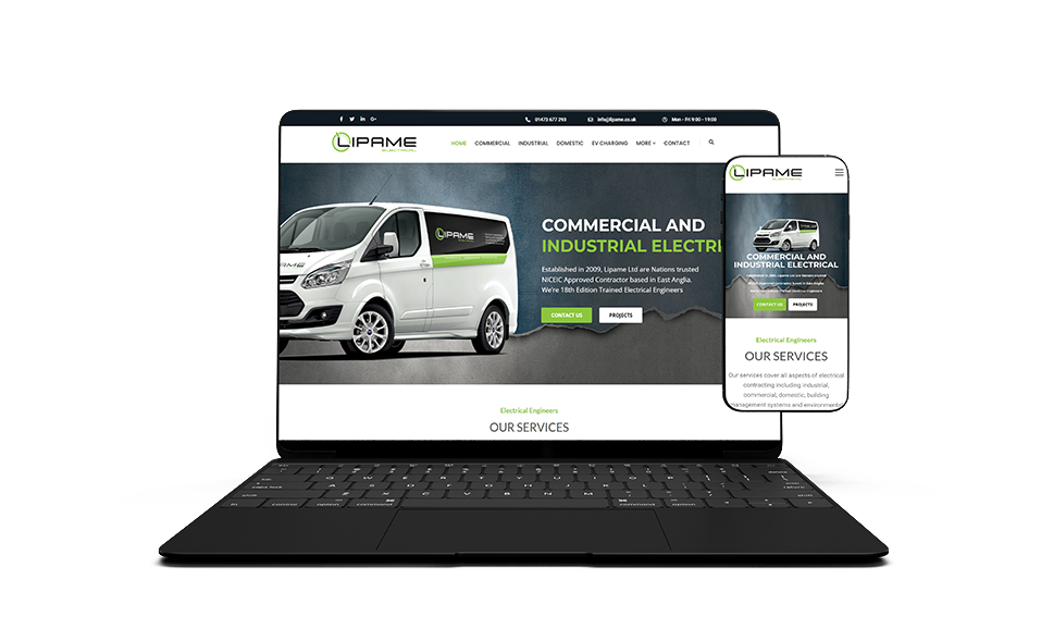 Lipame Ltd Electrical Contractor Website Design Ipswich by Uncuva