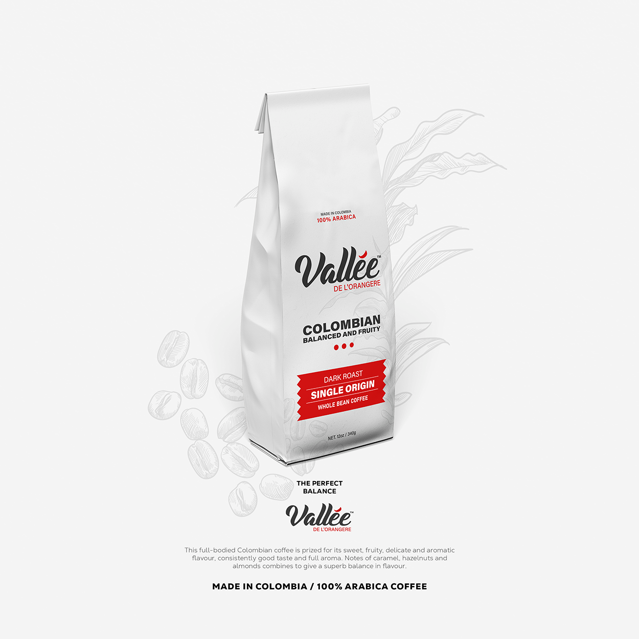 Vallee De'Lorangere Coffee Minimalist Packaging Design & Branding UK England