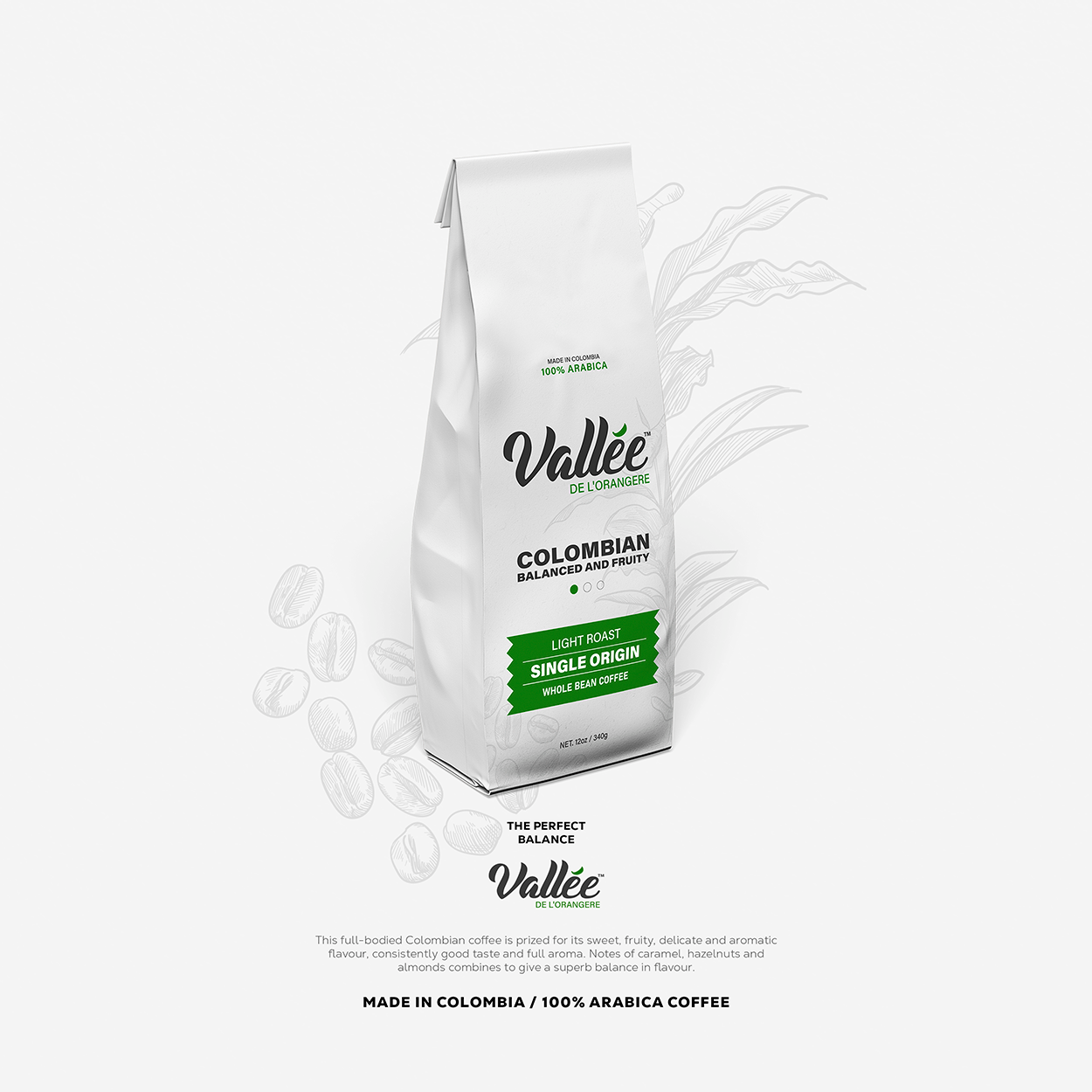 Vallee De'Lorangere Colombian Coffee Packaging Design & Branding UK England