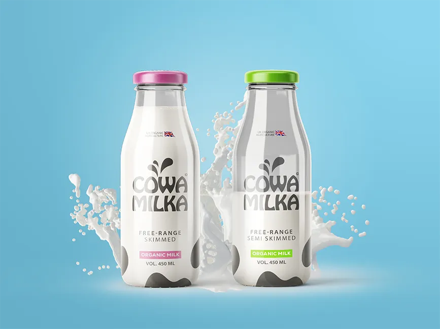 Cowa Milka Milk Bottle Branding Design Agency Ipswich Uncuva