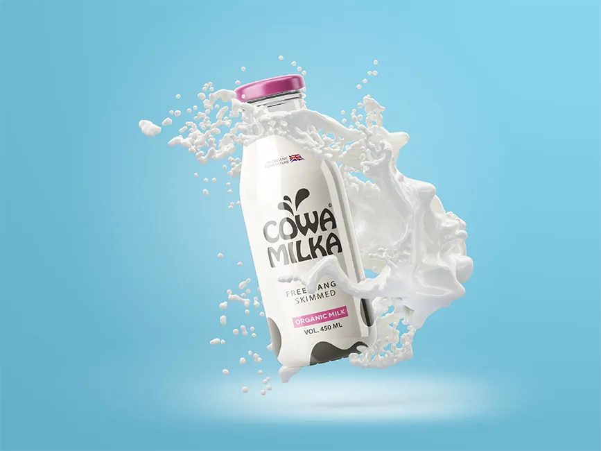 Cowa Milka Milk Bottle Label Design Agency Suffolk Uncuva