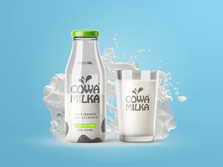 Cowa Milka Milk Bottle Label Design Services Ipswich Uncuva