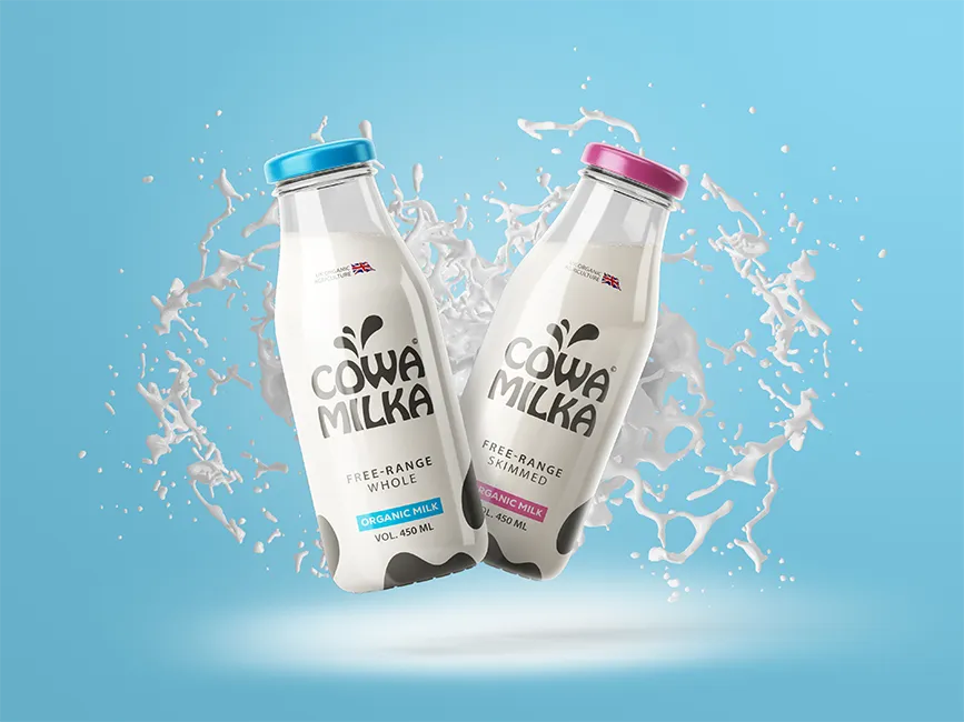 Cowa Milka Milk Bottle Label Design Studio Ipswich Uncuva