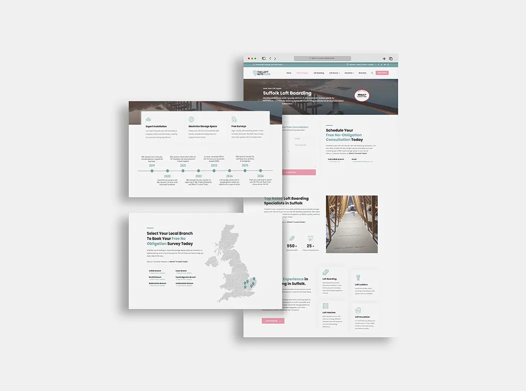 The Loft Guys Website Design Agency Suffolk Ipswich by Uncuva Design Ltd