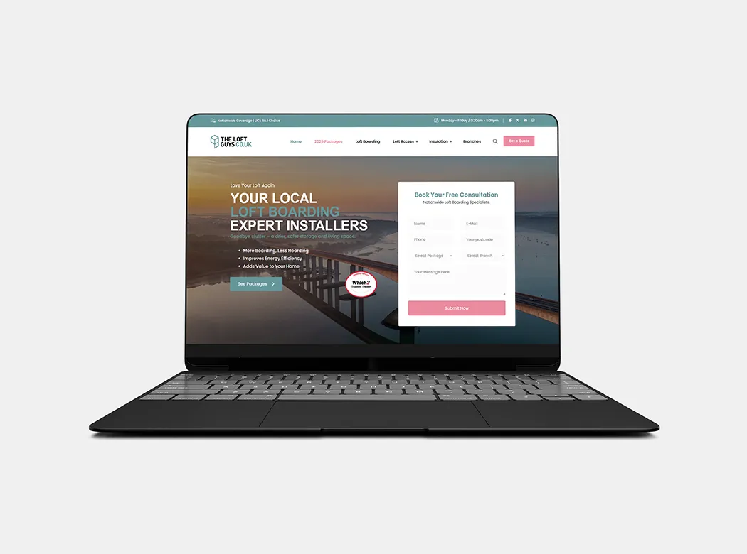 The Loft Guys Website Design by Uncuva Design Ltd Ipswich